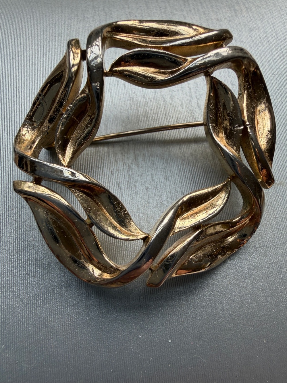Vtg. Crown Trifari Gold & Silver Wreath Brooch - Classic